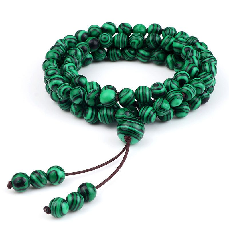 Malachite Beaded Necklace Men's Natural Stone 108 Beaded