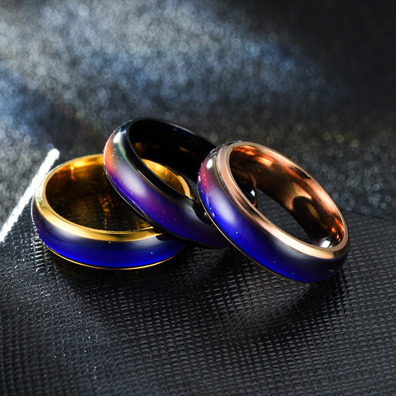 Color Changing Rings Stainless Steel Ring Mood Emotion Feeling Temperature Rings For Women Men Couples Rings