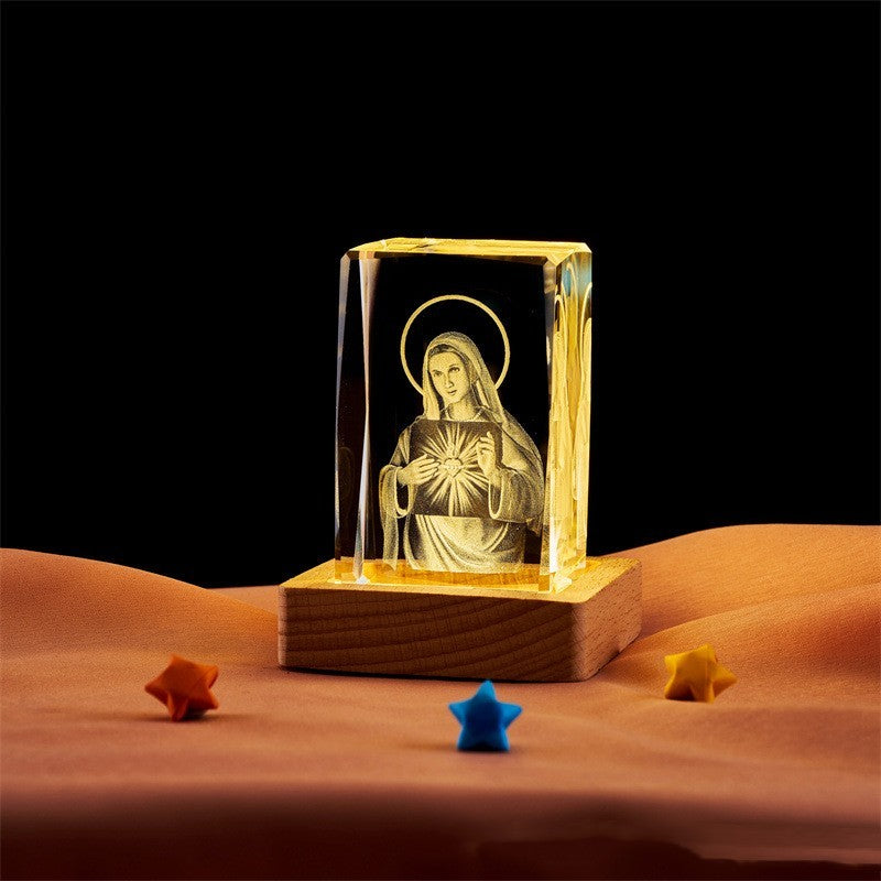 Crystal Cube Buddha Statue Cross Three-dimensional Ornaments