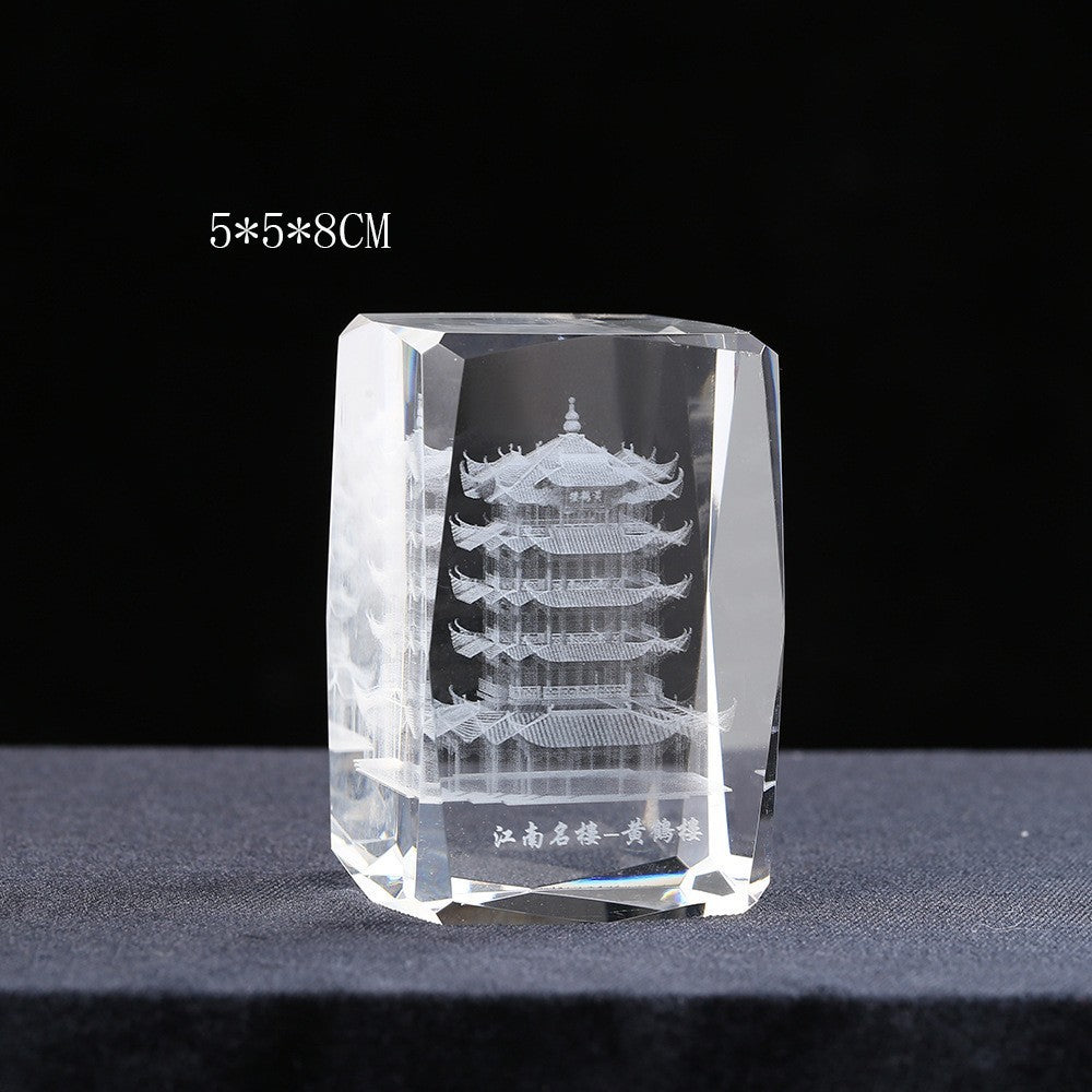 Crystal Cube Buddha Statue Cross Three-dimensional Ornaments