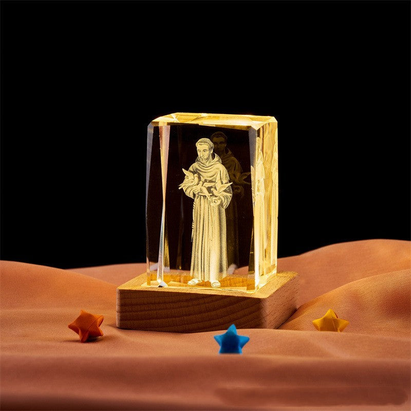 Crystal Cube Buddha Statue Cross Three-dimensional Ornaments