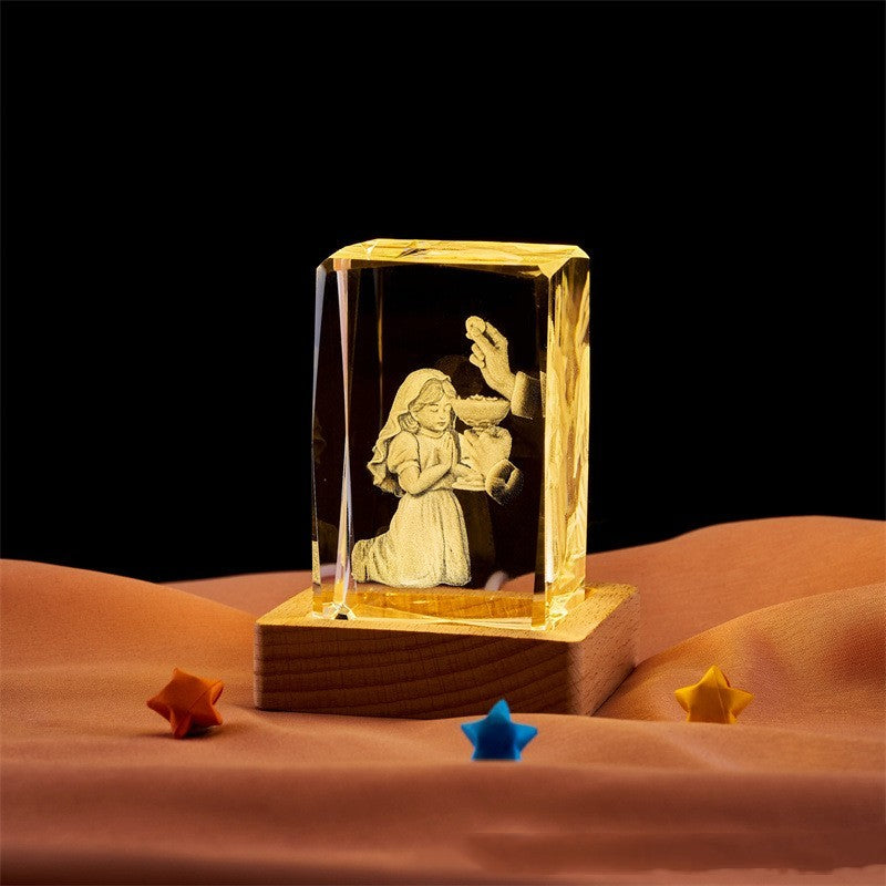 Crystal Cube Buddha Statue Cross Three-dimensional Ornaments
