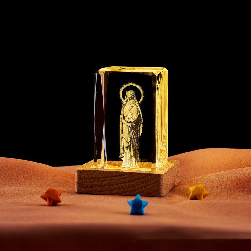 Crystal Cube Buddha Statue Cross Three-dimensional Ornaments