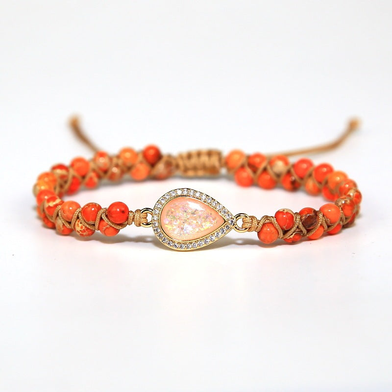 Colorful Imperial Pine Stone Woven Friendship Bracelet