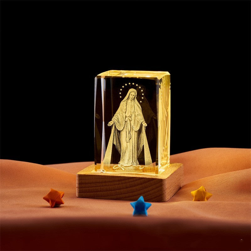 Crystal Cube Buddha Statue Cross Three-dimensional Ornaments