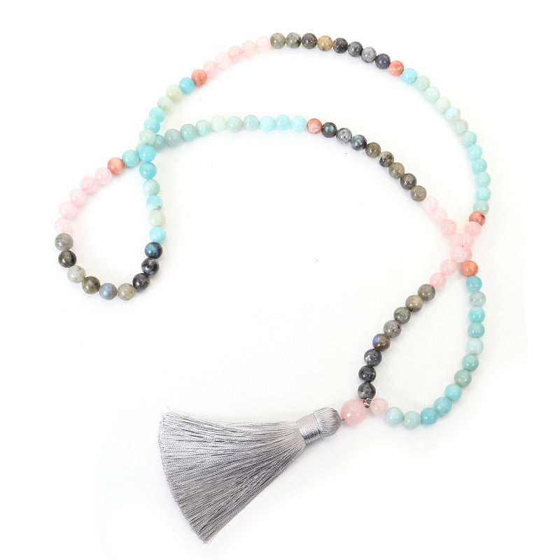 Colorful Natural Stone Necklace Bracelet Set Tianhe Flash Stone