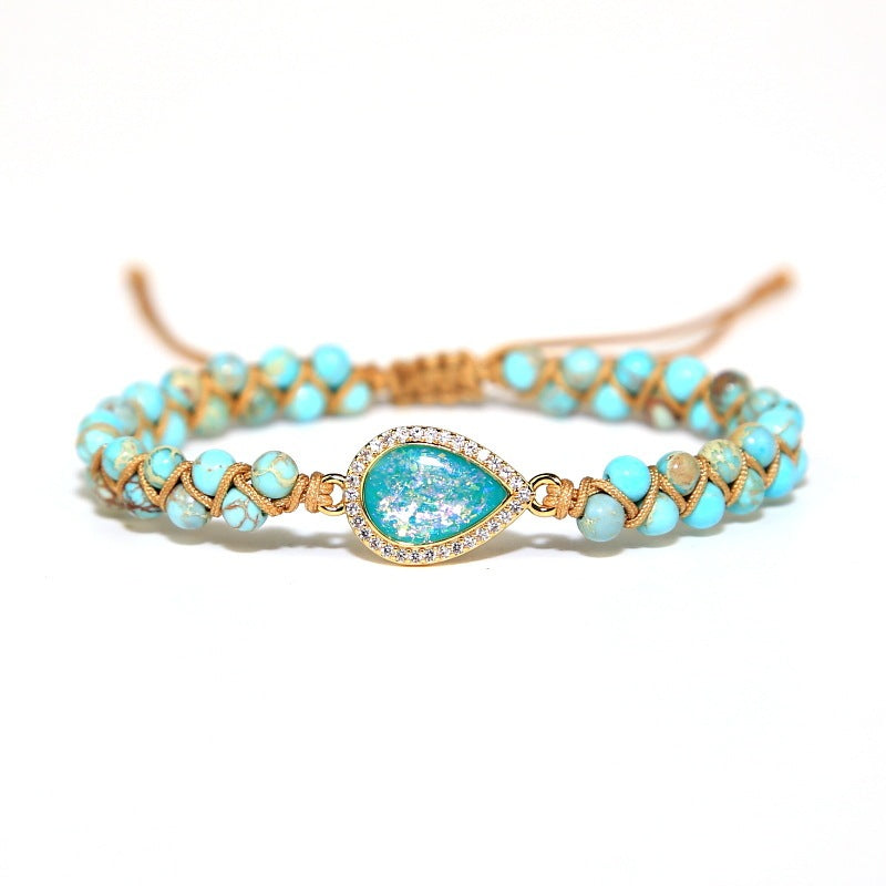 Colorful Imperial Pine Stone Woven Friendship Bracelet