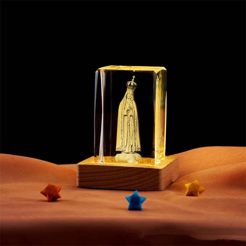 Crystal Cube Buddha Statue Cross Three-dimensional Ornaments