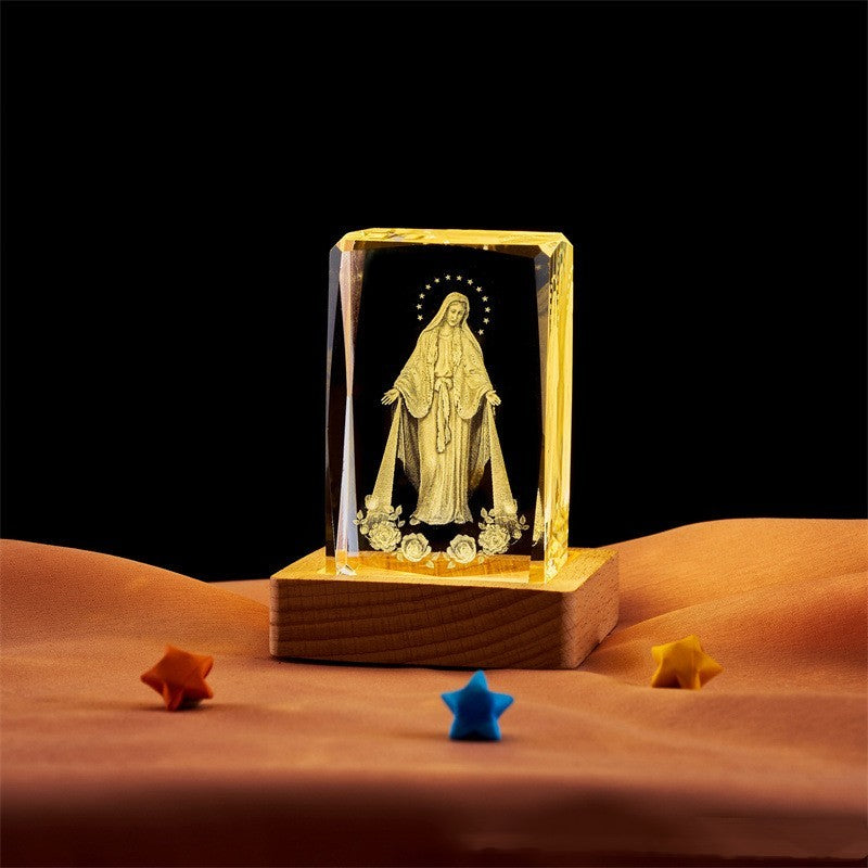 Crystal Cube Buddha Statue Cross Three-dimensional Ornaments