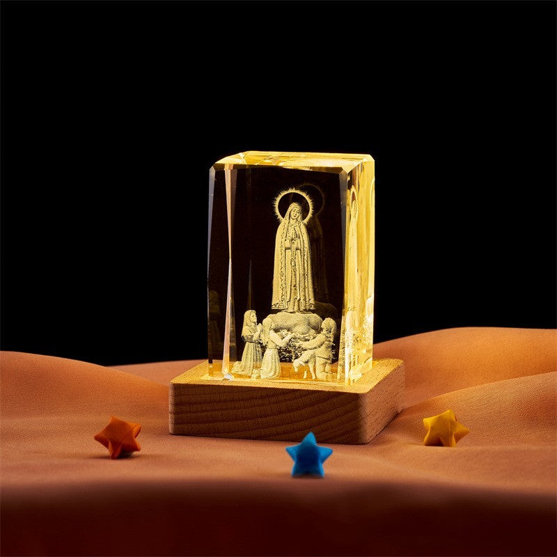 Crystal Cube Buddha Statue Cross Three-dimensional Ornaments