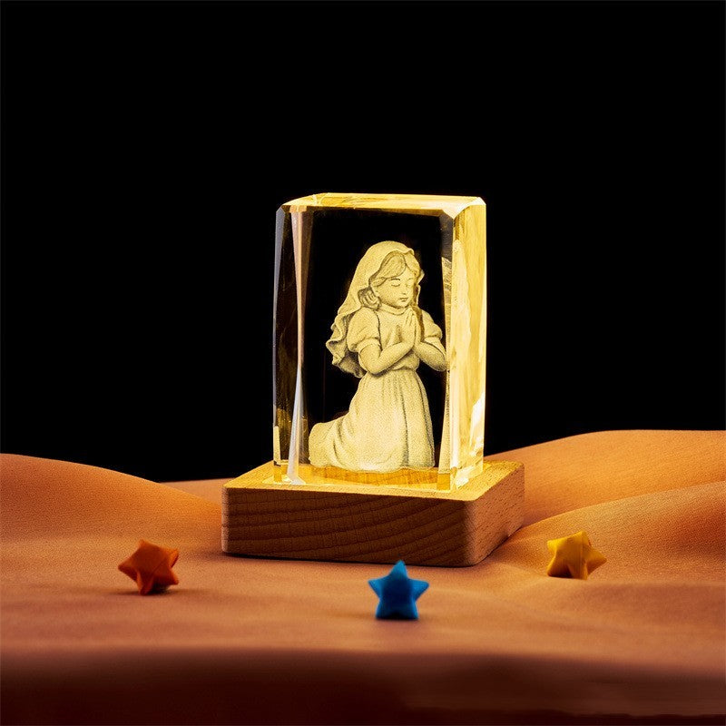 Crystal Cube Buddha Statue Cross Three-dimensional Ornaments