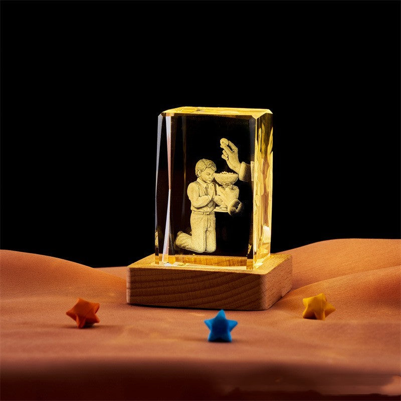 Crystal Cube Buddha Statue Cross Three-dimensional Ornaments