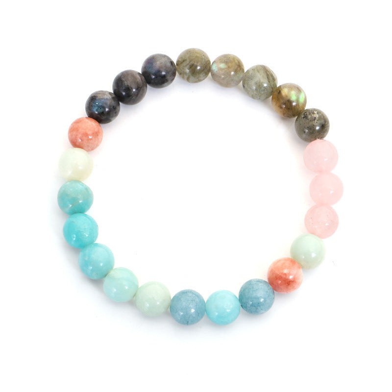 Colorful Natural Stone Necklace Bracelet Set Tianhe Flash Stone