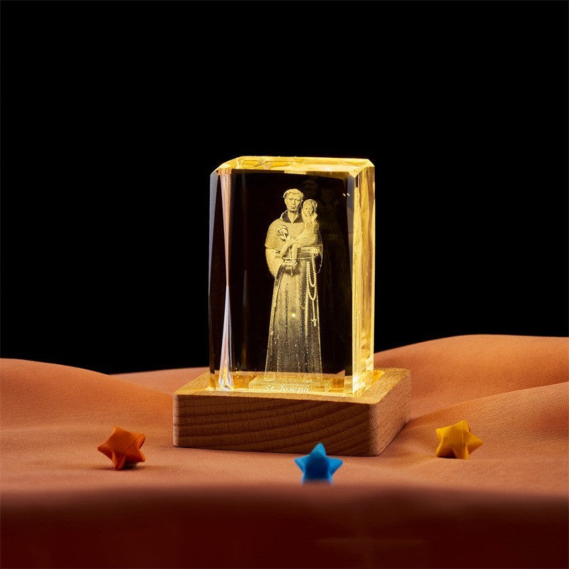 Crystal Cube Buddha Statue Cross Three-dimensional Ornaments