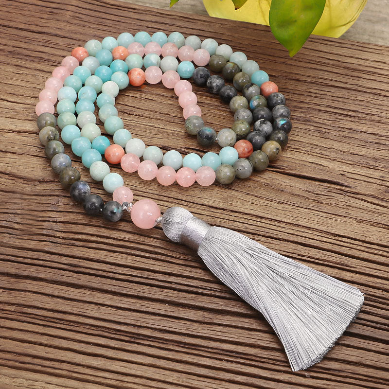 Colorful Natural Stone Necklace Bracelet Set Tianhe Flash Stone