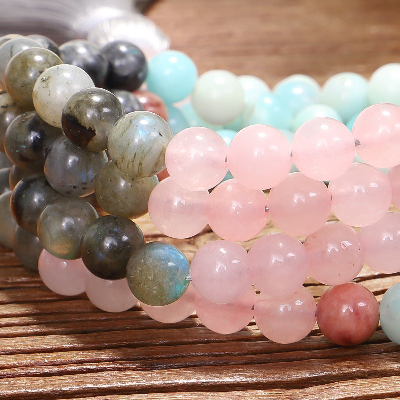 Colorful Natural Stone Necklace Bracelet Set Tianhe Flash Stone