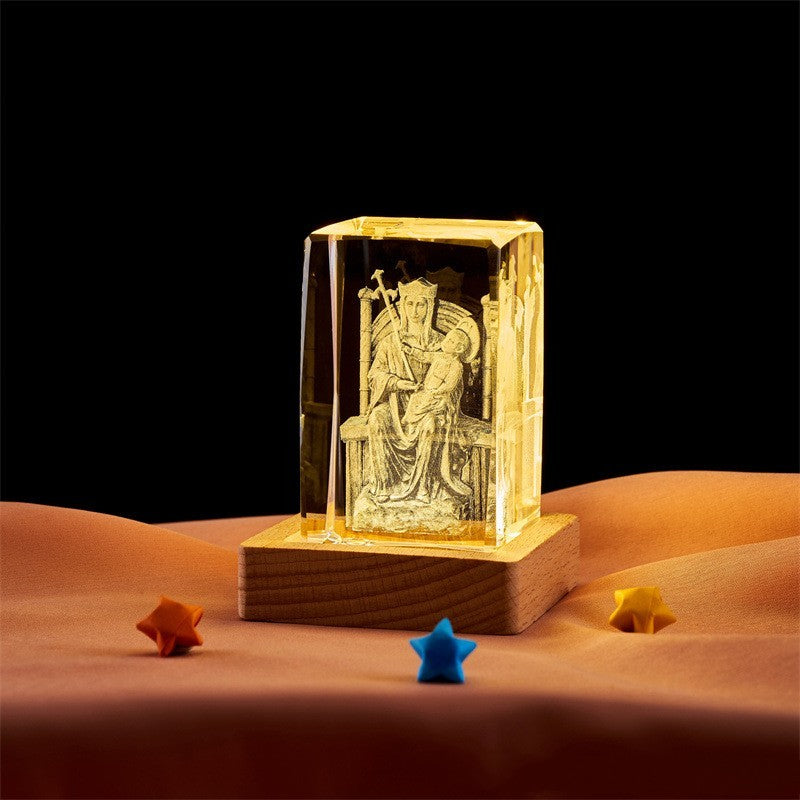 Crystal Cube Buddha Statue Cross Three-dimensional Ornaments