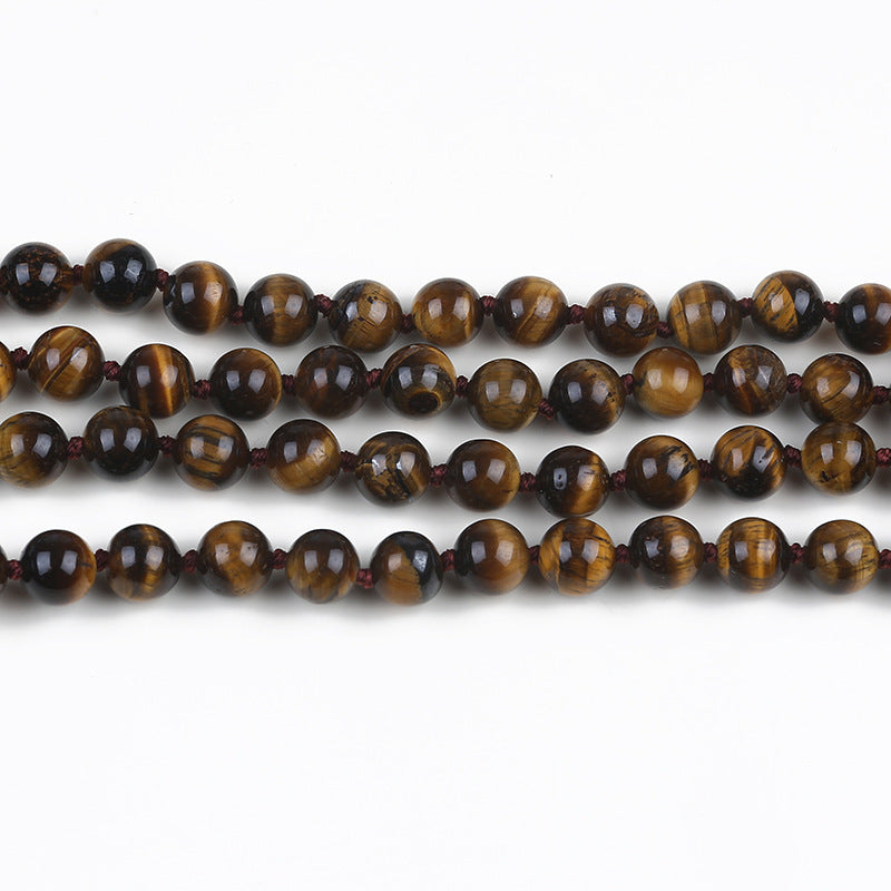 Tiger Eye Stone Long Tassel Necklace Dress With Simple Style