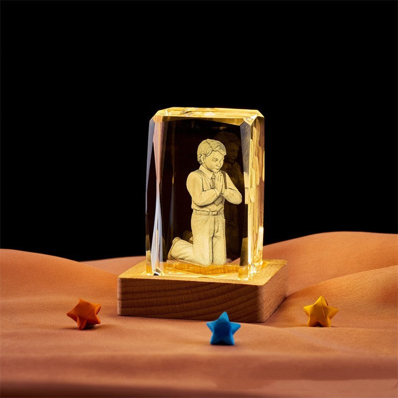 Crystal Cube Buddha Statue Cross Three-dimensional Ornaments