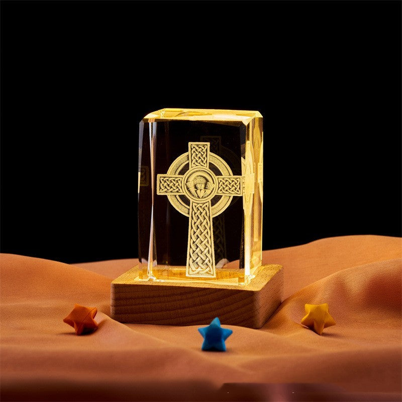 Crystal Cube Buddha Statue Cross Three-dimensional Ornaments