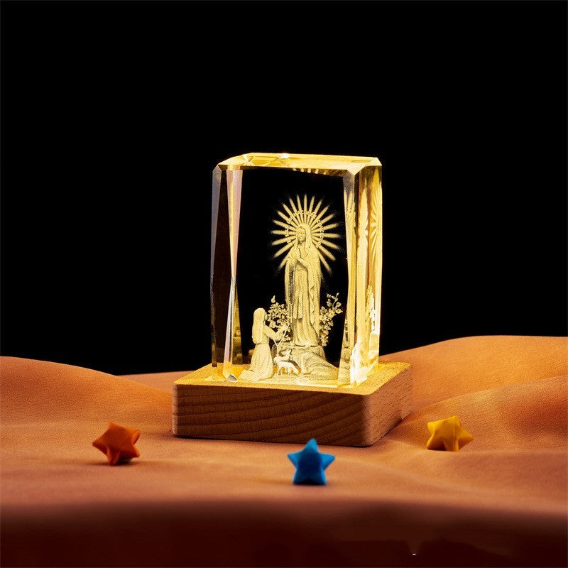 Crystal Cube Buddha Statue Cross Three-dimensional Ornaments