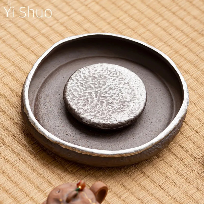 Japanese Style Handmade Coarse Pottery Pot Bearing Retro Cover Bowl Te ...